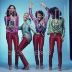 26-03-1980 Sister Sledge at studio in Amsterdam.

[keywords]Posed, Full Length, Eyecontact, Dancing[/keywords]